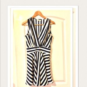 White and blue striped dress